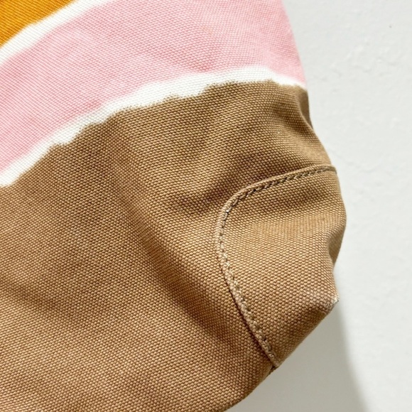 J CREW Women’s Orange Ombré Stripe Heavy Canvas Tote Travel Beach 17” X 13” - Picture 7 of 14